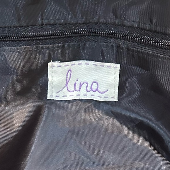 🌟HP🌟NWOT Lina Crocheted Black Baguette Double Handle Bag - Picture 9 of 16